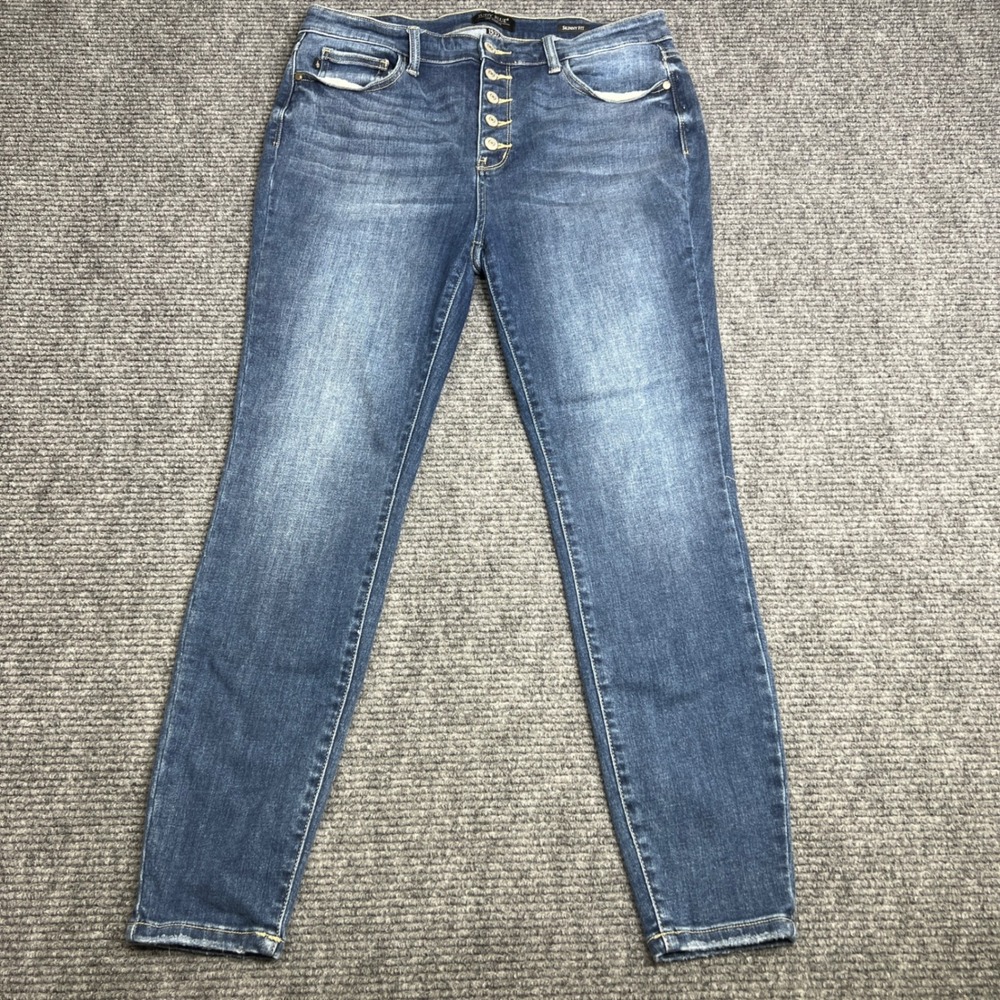 Judy‎ Blue High Rise Button Fly Skinny Jeans Medium Wash Blue 15/32